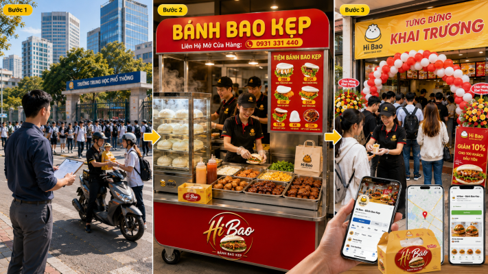 Xu Hướng Khởi Nghiệp Tinh Gọn: Hướng Dẫn Mở Cửa Hàng Bánh Bao Kẹp Hi Bao Thành Công 3 nhuong quyen banh bao kep hibao